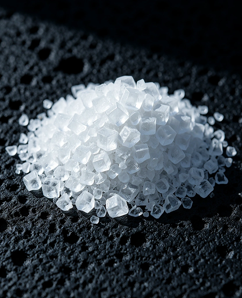 Kristal garam di atas batu